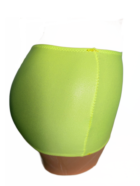 Neon yellow wet look Micro mini skirt cover up