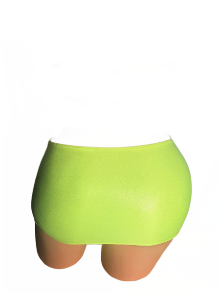 Neon yellow wet look Micro mini skirt cover up