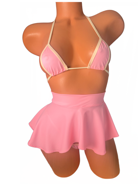 Baby Pink Cream trim micro string bikini
