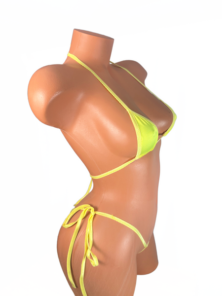 Yellow Spandex micro string bikini