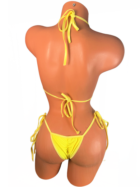 Yellow Spandex micro string bikini