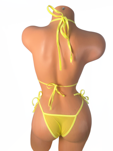 Yellow Sheer Bright Yellow Micro String Bikini