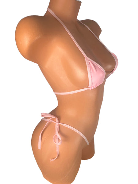 Pink Scrunch bottom micro string bikini