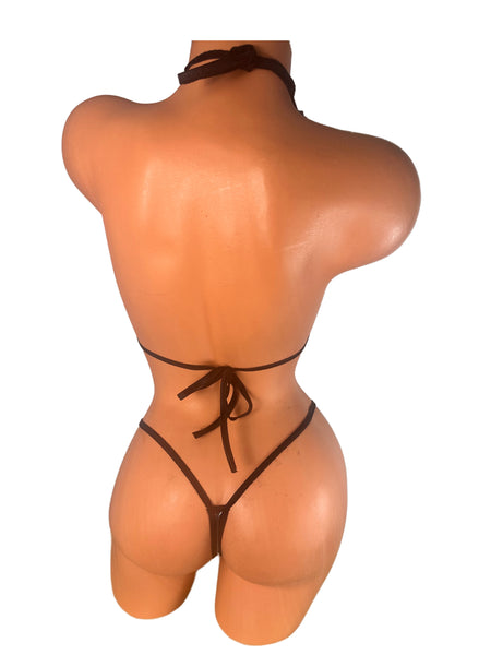 Silver on Black Metallic thong bikini