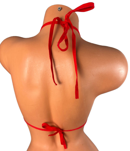 Brown Cheetah / Red Trim Micro Triangle Top