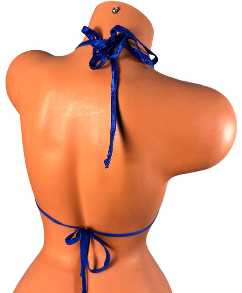 Metallic Blue Camouflage Blue Trim Micro Triangle Top