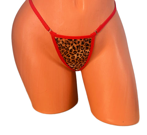 Brown Cheetah Red Trim  Micro Thong