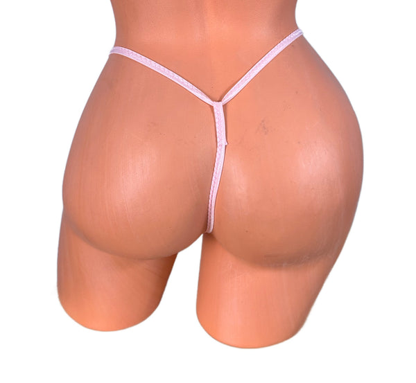 Baby Pink Sparkle Pink Trim  Micro Thong