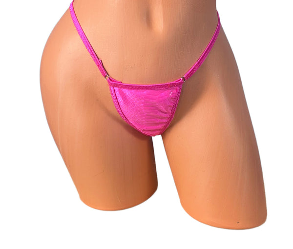 Hot Pink Snake Skin Hot Pink Trim Micro Thong