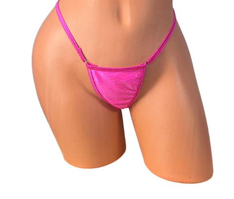 Hot Pink Snake Skin Hot Pink Trim Micro Thong