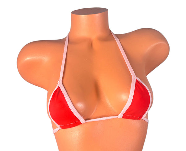 Red/ Pink Trim Micro Triangle Top