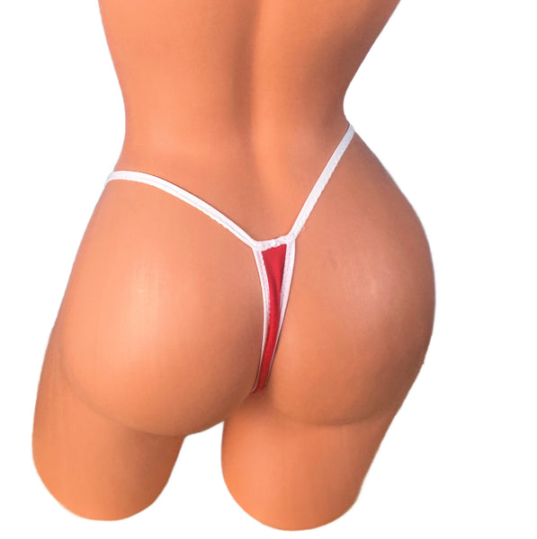 Red White  Trim thong bikini