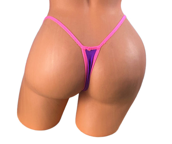 Purple Hot Pink Trim thong bikini