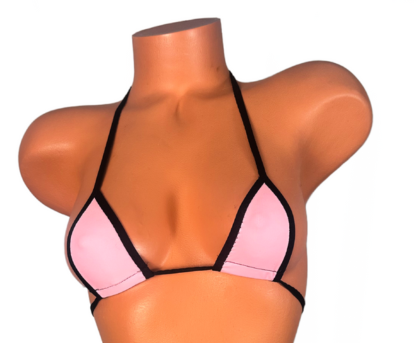 Pink and black trim Scrunch bottom micro string bikini