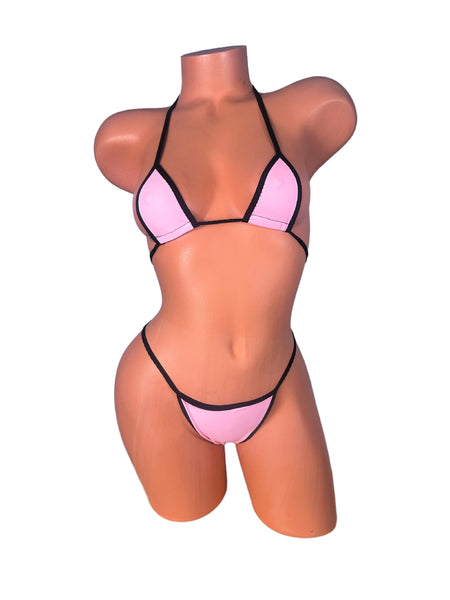 Pink BlackTrim thong bikini