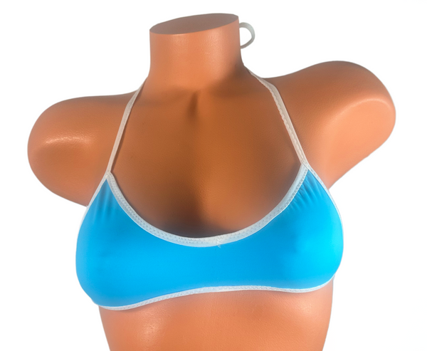 Blue White Trim Micro Halter Top