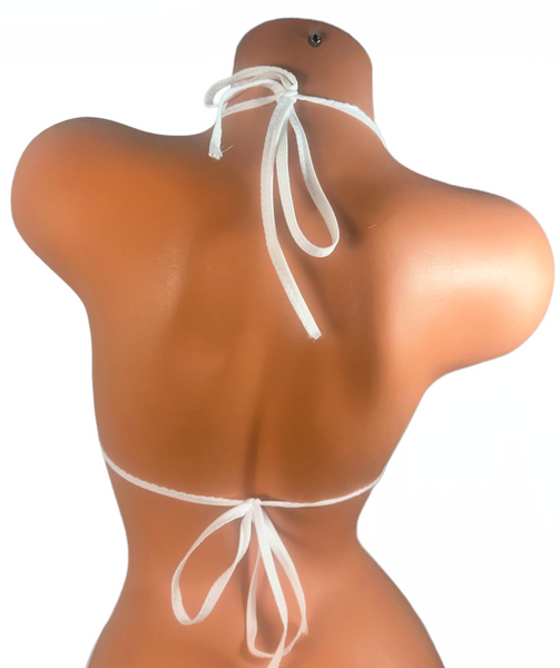 Blue White Trim Micro Halter Top