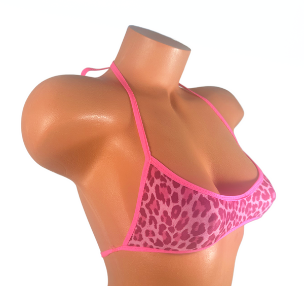 Pink Cheetah Micro Halter Top