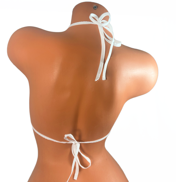 Baby Pink  White Trim Micro Halter Top