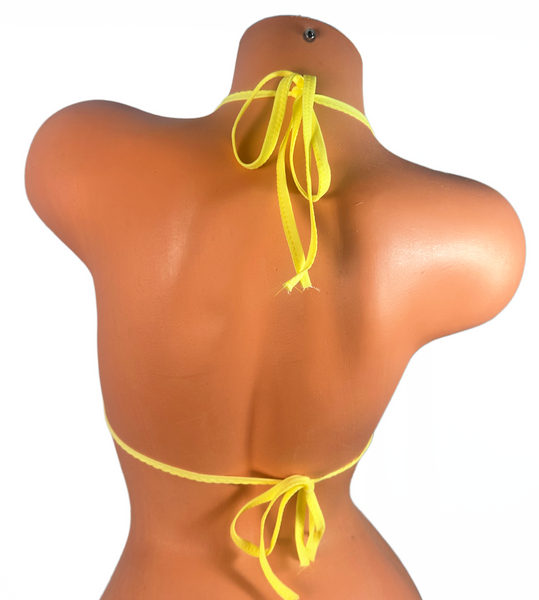 Olive Camouflage Yellow Trim Micro Halter Top