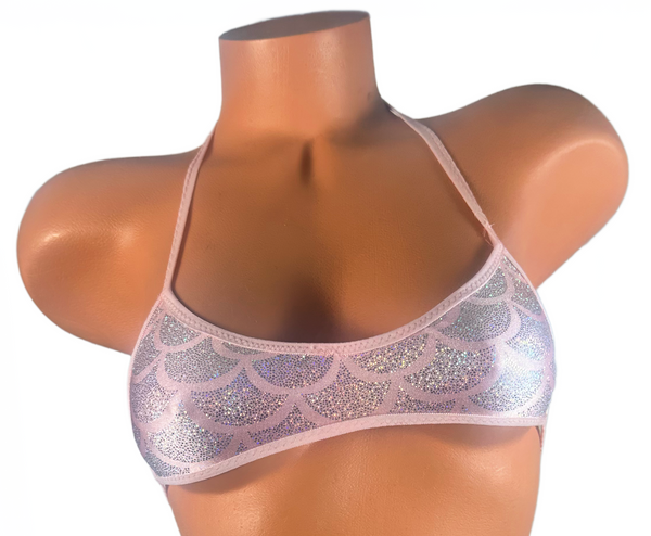 Baby Pink Mermaid Scale  Micro Halter Top ( Limited Edition)
