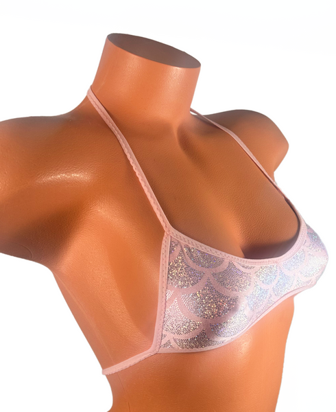Baby Pink Mermaid Scale  Micro Halter Top ( Limited Edition)