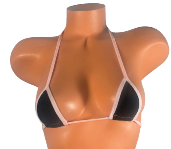 Black / Pink Trim Micro Triangle Top