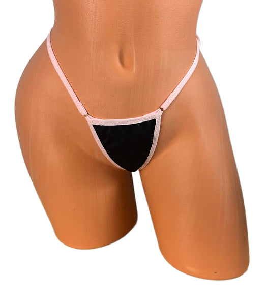 Black Pink Trim Micro Thong