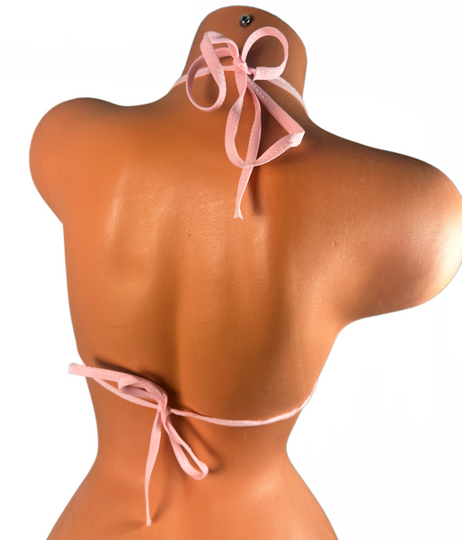 Black  Baby Pink Trim Micro Halter Top