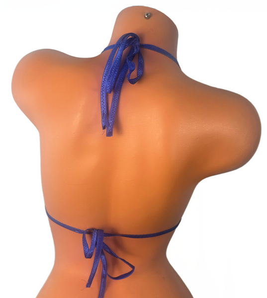 Metallic Blue Army Print Micro Halter Top