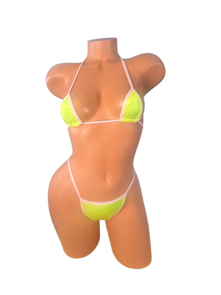 Yellow Baby Pink Trim thong bikini