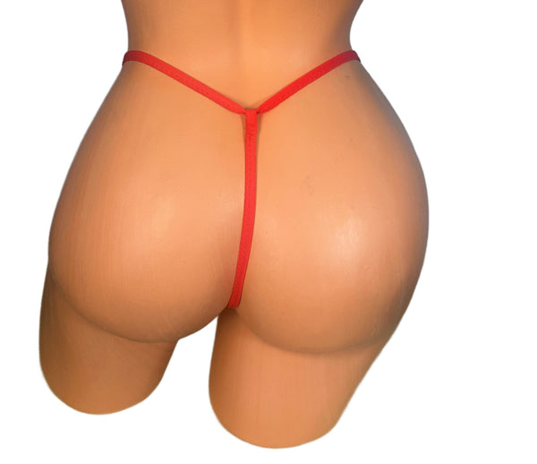 Metallic Olive Green Camouflage Red Trim Extreme Micro Thong