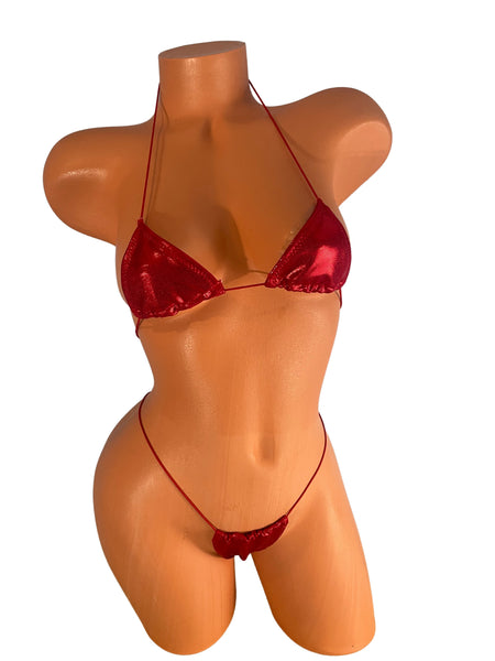 Cherry Red Metallic Micro Bikini