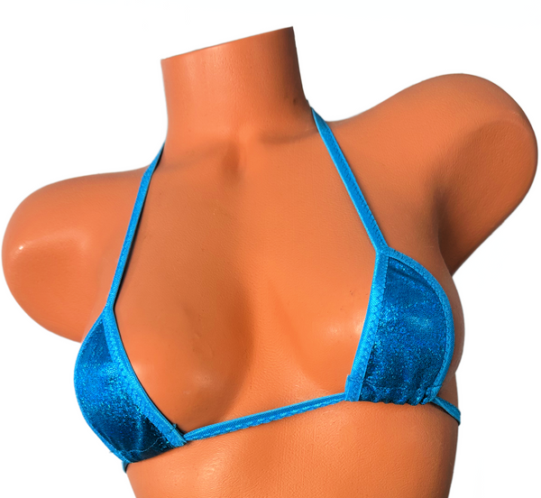 Metallic Ocean Blue Wide front thong Bikini