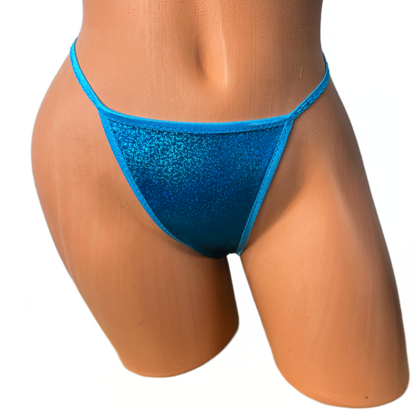 Metallic Ocean Blue Wide front thong Bikini