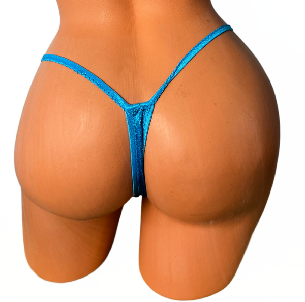 Metallic Ocean Blue Wide front thong Bikini