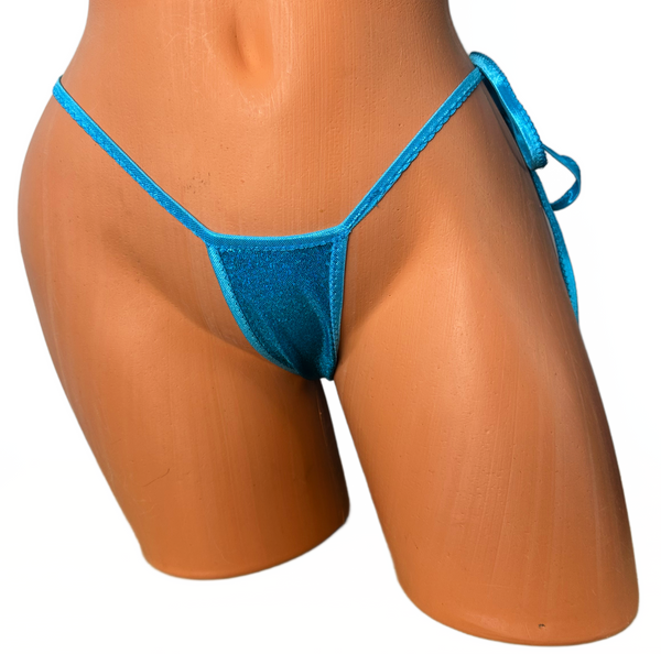 Metallic Ocean Blue Scrunch side tie Bikini