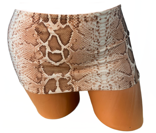 Tan Python  Print Micro Mini Skirt Cover Up