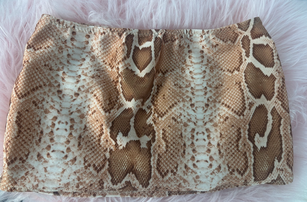 Tan Python  Print Micro Mini Skirt Cover Up