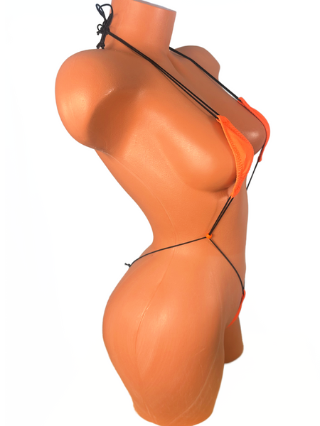 Neon Orange Wet Look Neon Black Ties