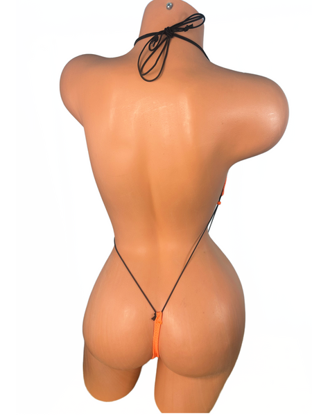 Neon Orange Wet Look Neon Black Ties