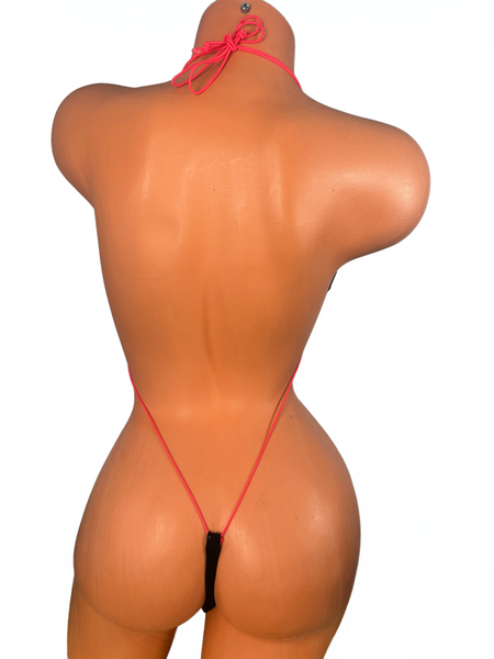 Black Wet Look Neon Pink Ties