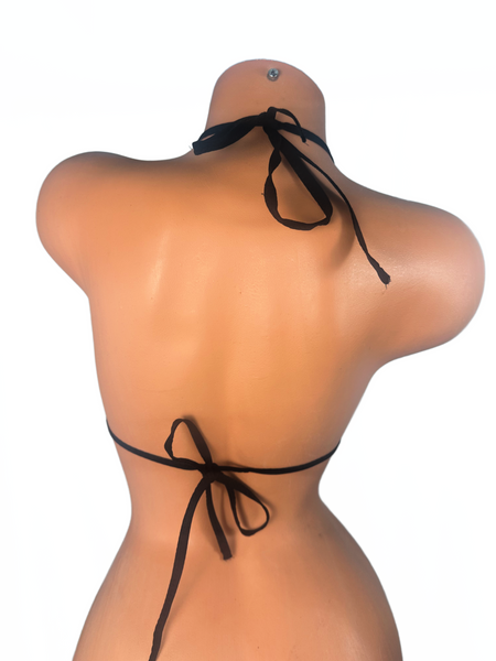 Yellow Black Trim Wide Front Thong Bikini