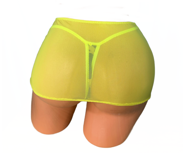 Yellow Sheer Mesh mini Skirt Cover Up