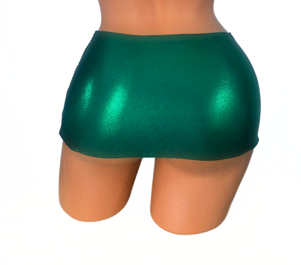 Kelly Green Metallic Micro mini skirt cover up