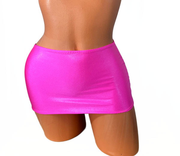 Hot Pink Wet Look Micro Mini Skirt