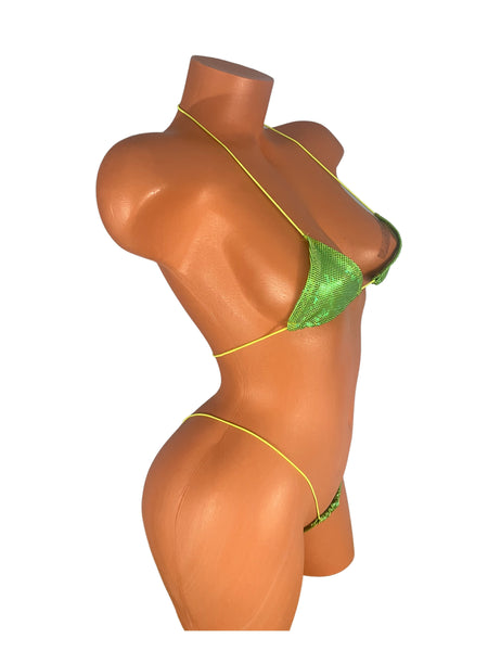 Lime green holographic Metallic Micro Bikini