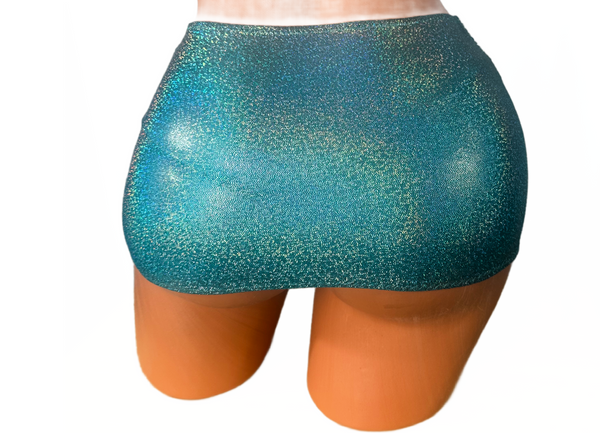 Silver on Turquoise Spandex Micro mini skirt cover up