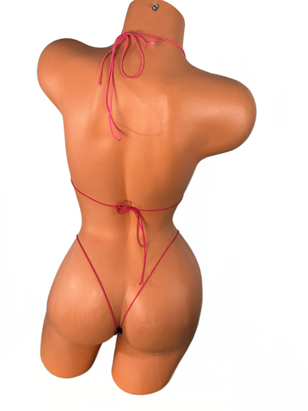 Neon Pink Lightning Print Mini Bikini