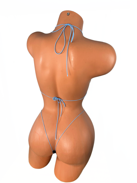 Neon Blue Lightning Print Mini Bikini